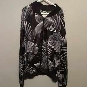 Pink Victoria’s Secret Gray And Black Palm Leaf Jacket